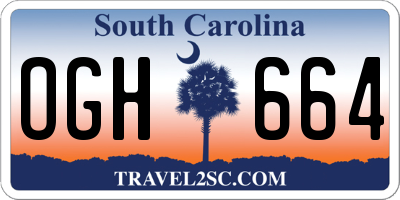 SC license plate OGH664
