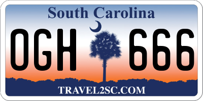 SC license plate OGH666