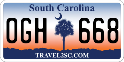 SC license plate OGH668