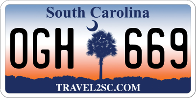SC license plate OGH669