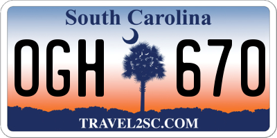 SC license plate OGH670