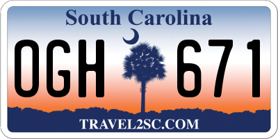 SC license plate OGH671
