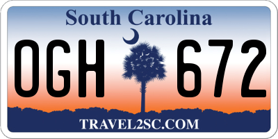 SC license plate OGH672
