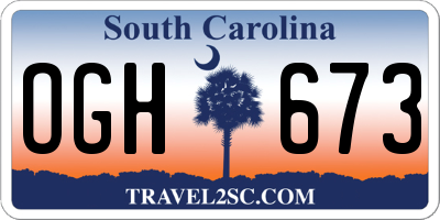 SC license plate OGH673