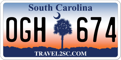 SC license plate OGH674