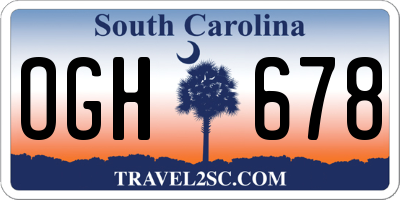 SC license plate OGH678