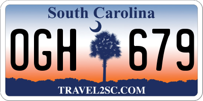 SC license plate OGH679