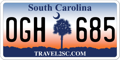 SC license plate OGH685
