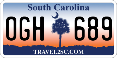 SC license plate OGH689
