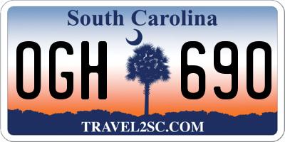 SC license plate OGH690