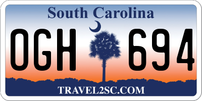 SC license plate OGH694