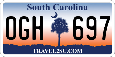 SC license plate OGH697