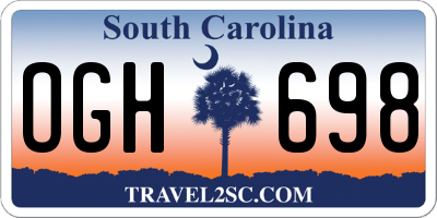 SC license plate OGH698
