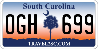 SC license plate OGH699