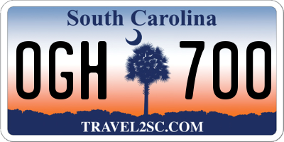 SC license plate OGH700