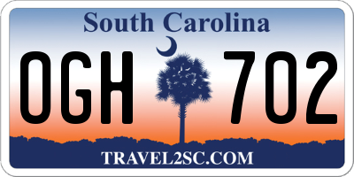 SC license plate OGH702