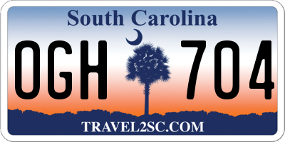 SC license plate OGH704