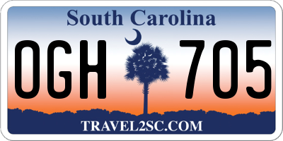 SC license plate OGH705