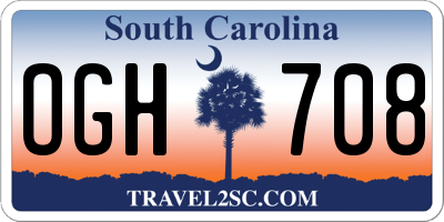 SC license plate OGH708