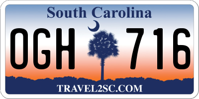 SC license plate OGH716