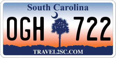 SC license plate OGH722