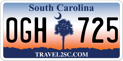 SC license plate OGH725