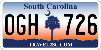 SC license plate OGH726