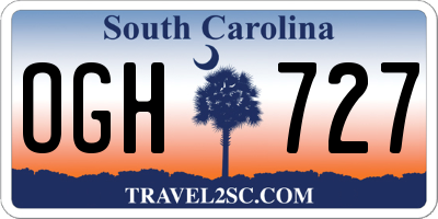 SC license plate OGH727