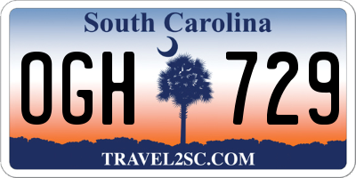 SC license plate OGH729