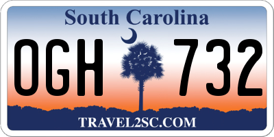 SC license plate OGH732