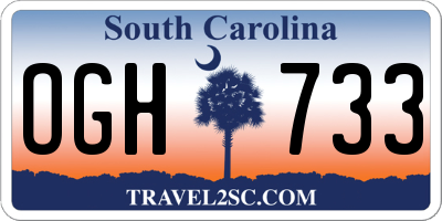 SC license plate OGH733