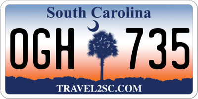 SC license plate OGH735
