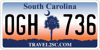 SC license plate OGH736