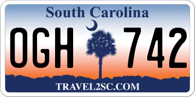 SC license plate OGH742