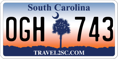 SC license plate OGH743