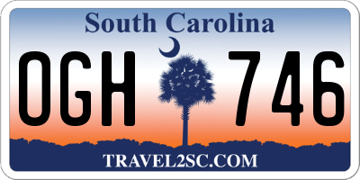 SC license plate OGH746