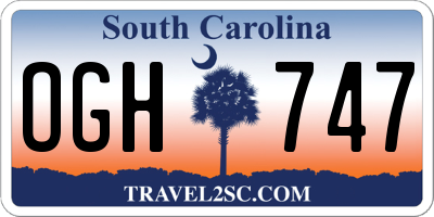 SC license plate OGH747