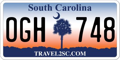 SC license plate OGH748