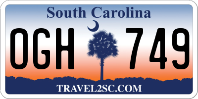 SC license plate OGH749