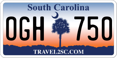 SC license plate OGH750