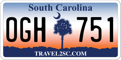 SC license plate OGH751