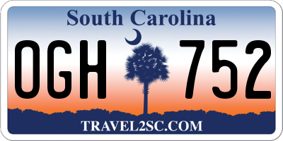 SC license plate OGH752