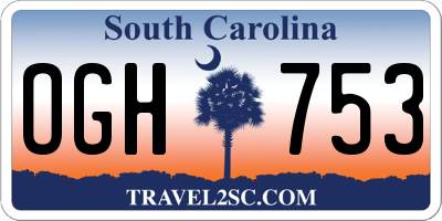 SC license plate OGH753