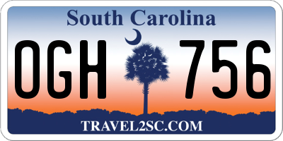 SC license plate OGH756