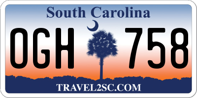 SC license plate OGH758