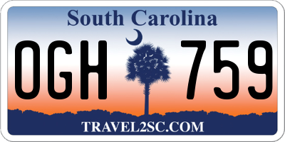 SC license plate OGH759