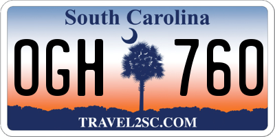 SC license plate OGH760