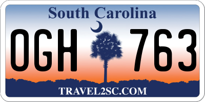 SC license plate OGH763