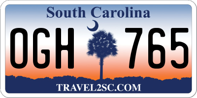 SC license plate OGH765