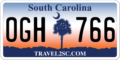 SC license plate OGH766